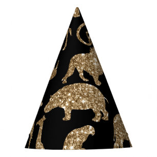 Chapeaux De Fêtes Animaux Sauvages Safari Élégant Paillettes Dorées