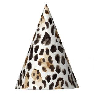 Chapeaux De Fêtes Anniversaire Animal Léopard Brun Noir Crème