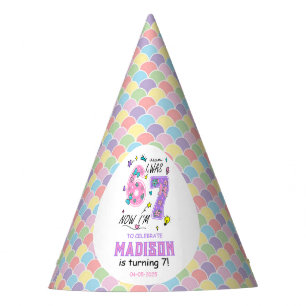Chapeaux De Fêtes Anniversaire arc-en-ciel 7 ans J'avais 6 ans, ma