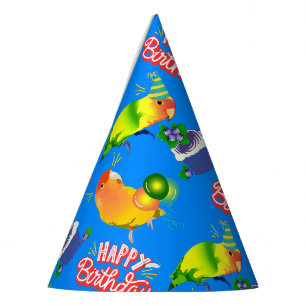 Chapeaux De Fêtes Anniversaire coloré Lovebird Parrot Bird soirée à