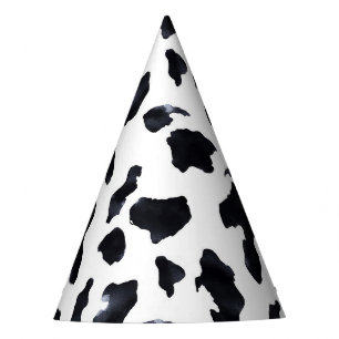 Chapeaux De Fêtes Anniversaire d'animal à impression vache noir blan