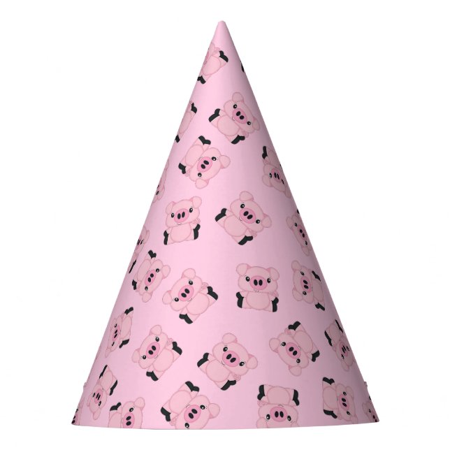 Chapeaux De Fêtes Anniversaire de Cochon Rose (Devant)