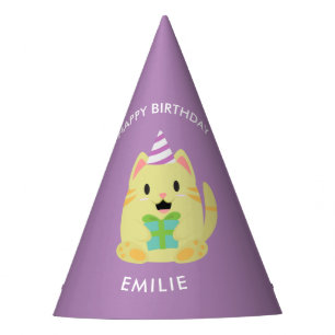 Chapeaux De Fêtes Anniversaire de enfant jaune mignon de chat