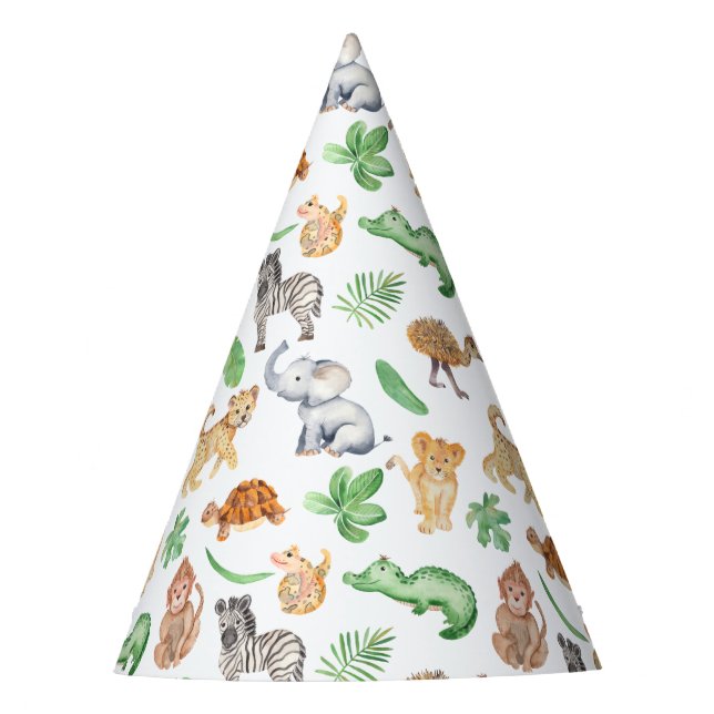 Chapeaux De Fêtes Anniversaire de enfant Jungle Safari Animaux (Devant)