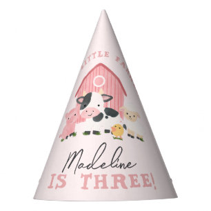 Chapeaux De Fêtes Anniversaire de ferme rose pour filles mignonnes