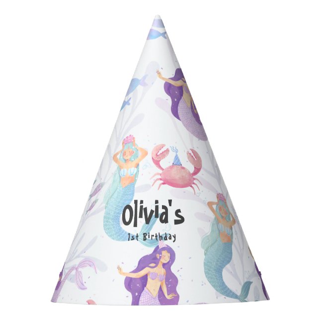 Chapeaux De Fêtes Anniversaire de sirène pourpre (Devant)