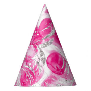 Chapeaux De Fêtes Anniversaire des Cercles de Glam en Argent Rose