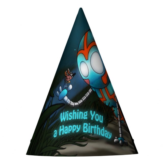 Chapeaux De Fêtes Anniversaire des robots et des papillons (Devant)