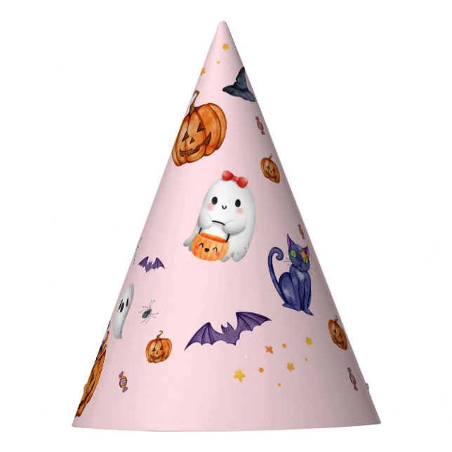 Chapeaux De Fêtes Anniversaire d'Halloween Éffrayant rose (Devant)