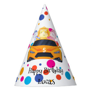Chapeaux De Fêtes Anniversaire Dinosaur race voiture garçon course j