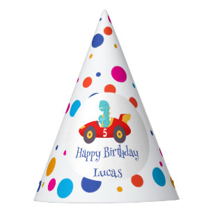 Chapeaux De Fêtes Anniversaire Dinosaur race voiture garçon course r