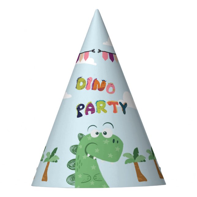 Chapeaux De Fêtes Anniversaire du tyrannosaurus vert Rex/T-Rex (Devant)