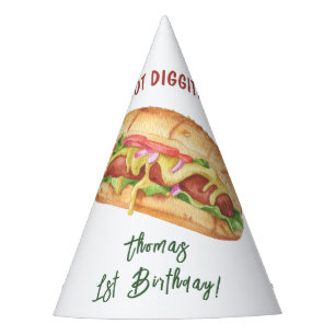 Chapeaux De Fêtes Anniversaire Enfants Hot Dog Aquarelle