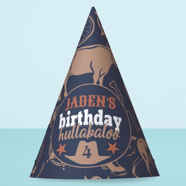 Chapeaux De Fêtes Anniversaire Hullabaloo Occidental Cowboy Annivers (birthday hullabaloo birthday party hat cowboy Wild West Country western theme custom name and age)