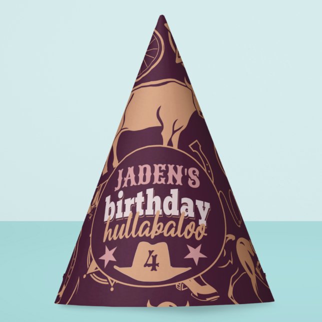 Chapeaux De Fêtes Anniversaire Hullabaloo Occidentale Cowgirl Annive ("birthday hullabaloo" cowgirl Wild West rode birthday party hat country western theme custom name)