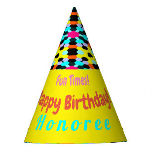 Chapeaux De Fêtes Anniversaire Personnalisé Jaune et Aqua