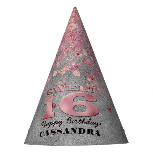 Chapeaux De Fêtes Anniversaire seize ans Parties scintillant argen