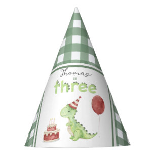 Chapeaux De Fêtes Anniversaire Trois Dinosaure Aquarelle