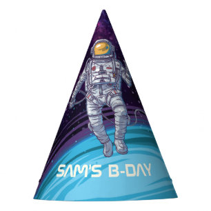 Chapeaux De Fêtes Anniversaire. Un astronaute dans l'espace avec les