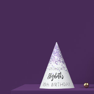 Chapeaux De Fêtes Anniversaire violet blanc étincelles