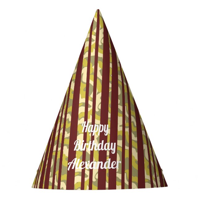 Chapeaux De Fêtes Any Age Happy Birthday Rustic Stripe Pattern (Devant)