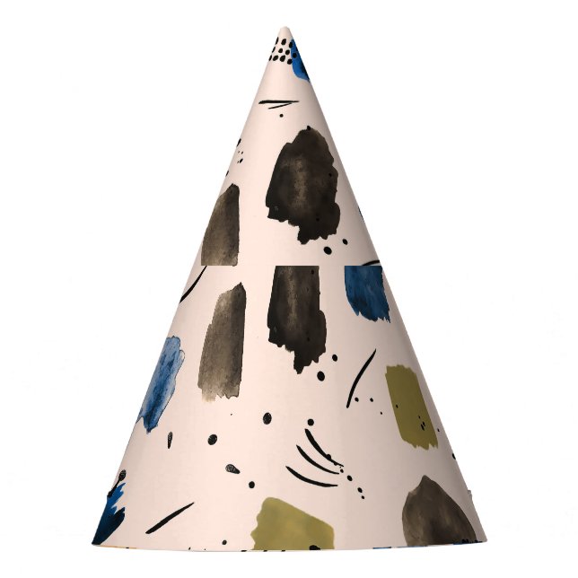 Chapeaux De Fêtes Aquarelle Abstraite : Motif d'encre géométrique. (Devant)