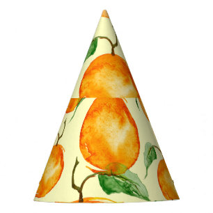 Chapeaux De Fêtes Aquarelle agrumes, motif tropical.