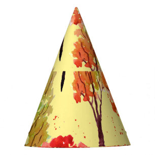 Chapeaux De Fêtes Aquarelle Arbres d'automne : Illustration transpar