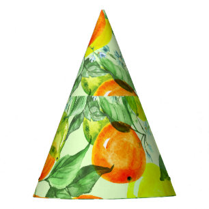 Chapeaux De Fêtes Aquarelle citrons, fleurs, agrumes motif.