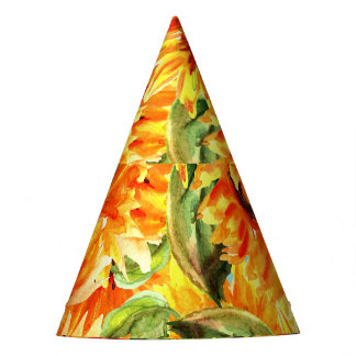 Chapeaux De Fêtes Aquarelle de tournesol : Illustration transparente