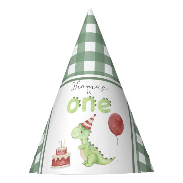 Chapeaux De Fêtes Aquarelle Dinosaur 1er anniversaire (Devant)