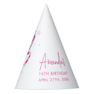 Chapeaux De Fêtes Aquarelle Disco Rose Coquette Sweet 16 Anniversair