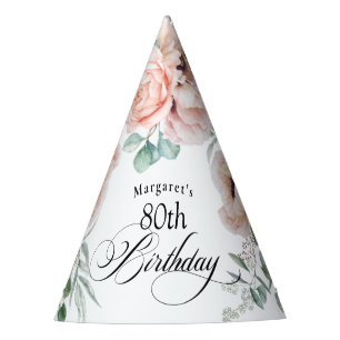 Chapeaux De Fêtes Aquarelle douce Floral 80e anniversaire