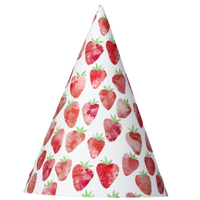 Chapeaux De Fêtes Aquarelle fraise (Strawberry berry sweet watercolor pattern party hat)