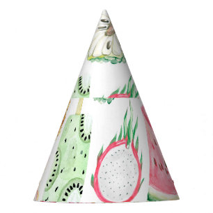 Chapeaux De Fêtes Aquarelle fruits tropicaux, glace motif.