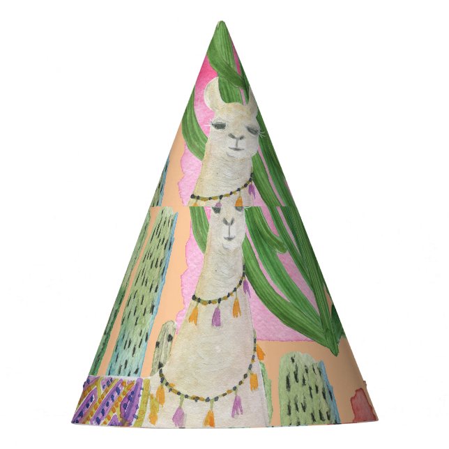 Chapeaux De Fêtes Aquarelle lamas, cactus : motif sans couture. (Devant)