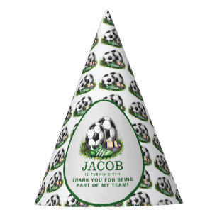 Chapeaux De Fêtes Aquarelle marine verte pour enfants de soccer