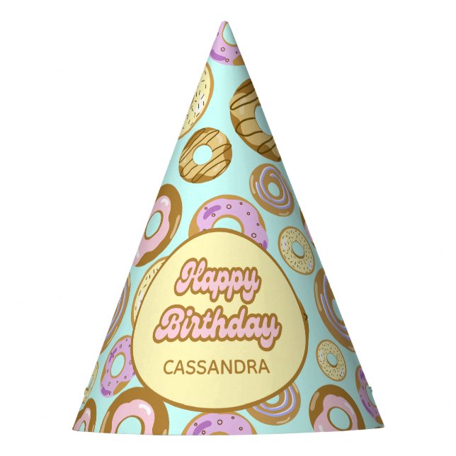 Chapeaux De Fêtes Aquarelle mignonne Pastel Saupoudrer Vert Donut (Devant)