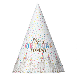 Chapeaux De Fêtes Aquarelle Pastel Chèvre Pet Zoo Anniversaire