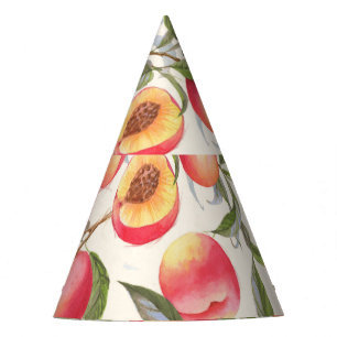 Chapeaux De Fêtes Aquarelle pêche, motif floral transparent.