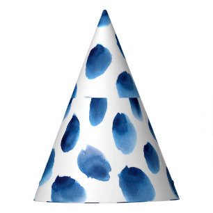 Chapeaux De Fêtes Aquarelle Points Bleus : Peint à la main sans cout