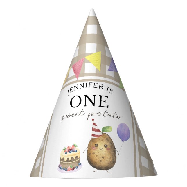 Chapeaux De Fêtes Aquarelle Pomme de terre 1er anniversaire (Devant)