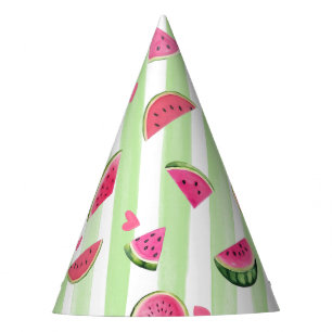 Chapeaux De Fêtes Aquarelle rose, Fruit One dans le melon Anniversai