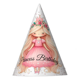 Chapeaux De Fêtes Aquarelle rose princesse Anniversaire