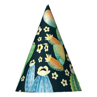 Chapeaux De Fêtes Aquarelle Succulente Cactus Motif Floral