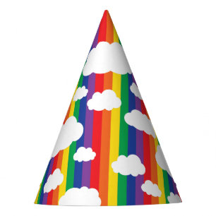 Chapeaux De Fêtes Arc-en-ciel et nuages mignons 1er anniversaire