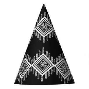 Chapeaux De Fêtes Art tribal noir et blanc
