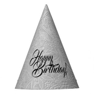 Chapeaux De Fêtes Aspect floral gris embossé
