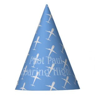 Chapeaux De Fêtes Avion pilote de fête d'anniversaire bleu personnal