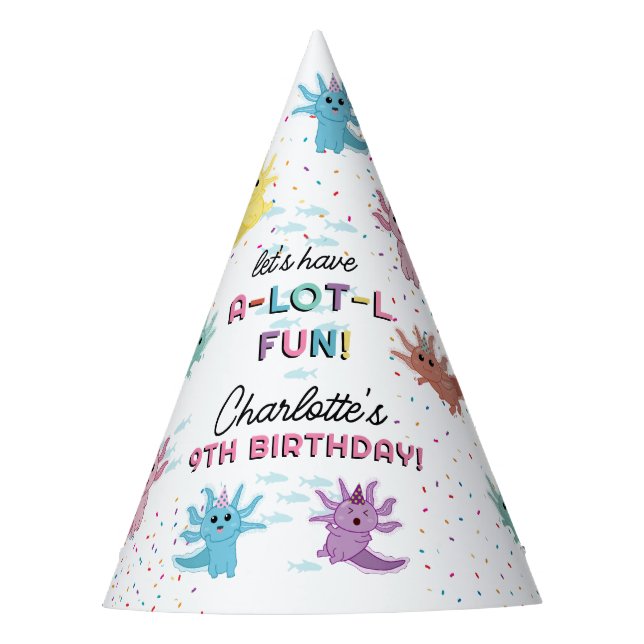 Chapeaux De Fêtes Axolotl Kids Cute Salamander Anniversaire (Devant)